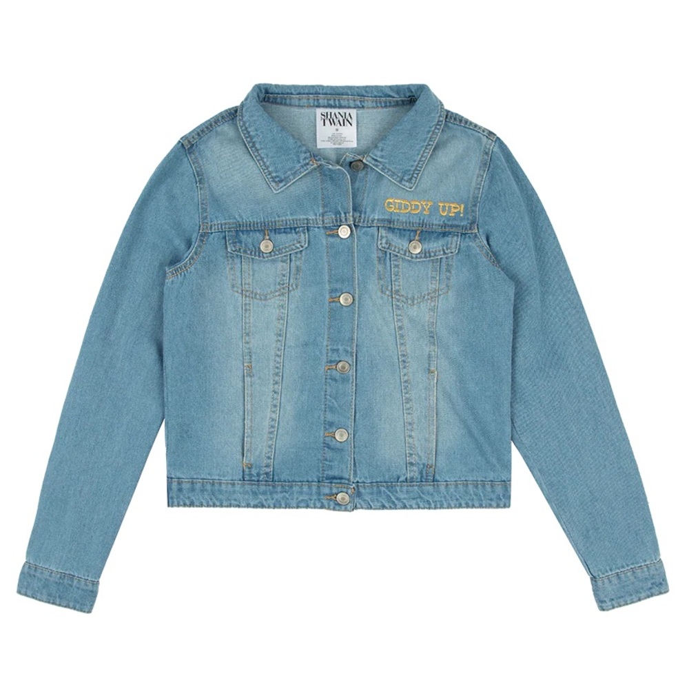 NWOT Official Shania Twain Beaded Fringe Denim Jacket